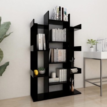 vidaXL Βιβλιοθήκη Μαύρη 86x25,5x140cm από Επεξ. Ξύλο 1 τεμ.