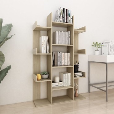 vidaXL Βιβλιοθήκη Sonoma Δρυς 86x25,5x140cm από Επεξ. Ξύλο 1 τεμ.