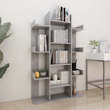 vidaXL Βιβλιοθήκη Γκρι Σκυροδέματος 86x25,5x140cm από Επεξ. Ξύλο 1 τεμ.