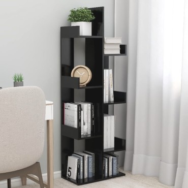 vidaXL Βιβλιοθήκη Μαύρη 48x25,5x140cm από Επεξ. Ξύλο 1 τεμ.