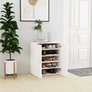 vidaXL Παπουτσοθήκη Λευκή 60x35x70cm από Επεξ. Ξύλο