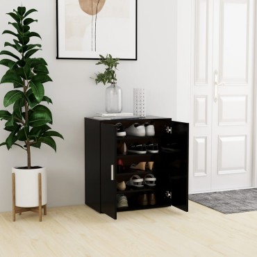 vidaXL Παπουτσοθήκη Μαύρη 60x35x70cm από Επεξ. Ξύλο