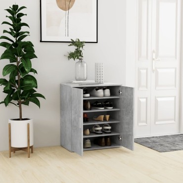vidaXL Παπουτσοθήκη Γκρι Σκυροδέματος 60x35x70cm από Επεξ. Ξύλο