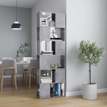 vidaXL Βιβλιοθήκη/Διαχωρισ. Χώρου Γκρι Σκυρ. 60x24x186cm Μοριοσανίδα 1 τεμ.