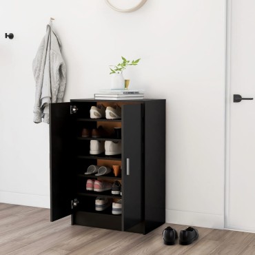 vidaXL Παπουτσοθήκη Μαύρη 60x35x92cm από Επεξ. Ξύλο