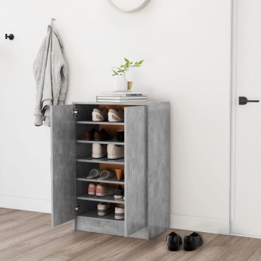 vidaXL Παπουτσοθήκη Γκρι Σκυροδέματος 60x35x92cm από Επεξ. Ξύλο
