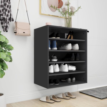 vidaXL Παπουτσοθήκη Μαύρη 60x35x70cm από Επεξ. Ξύλο
