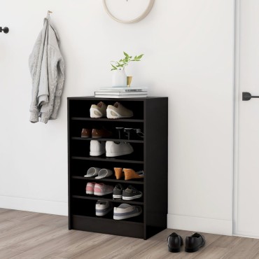 vidaXL Παπουτσοθήκη Μαύρη 60x35x92cm από Επεξ. Ξύλο
