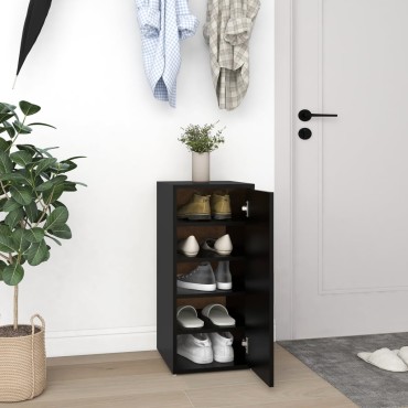 vidaXL Παπουτσοθήκη Μαύρη 32x35x70cm από Επεξ. Ξύλο