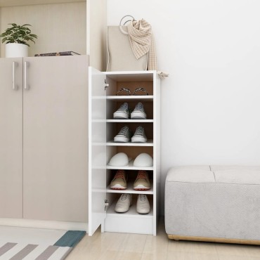 vidaXL Παπουτσοθήκη Λευκή 32x35x92cm από Επεξ. Ξύλο