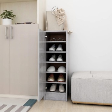 vidaXL Παπουτσοθήκη Γκρι Σκυροδέματος 32x35x92cm από Επεξ. Ξύλο