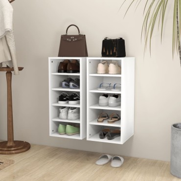 vidaXL Παπουτσοθήκες 2 τεμ. Λευκές 31,5x35x70cm από Επεξ. Ξύλο