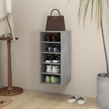 vidaXL Παπουτσοθήκη Γκρι Σκυροδέματος 31,5x35x70cm από Επεξ. Ξύλο