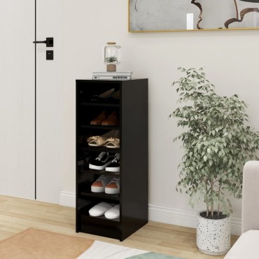 vidaXL Παπουτσοθήκη Μαύρη 31,5x35x90cm από Επεξ. Ξύλο