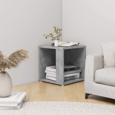 vidaXL Τραπέζι Βοηθητικό Γκρι Σκυροδέματος 33x33x34,5cm Επεξ. Ξύλο