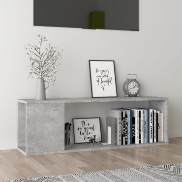 vidaXL Έπιπλο Τηλεόρασης Γκρι Σκυροδέματος 100x24x32cm Επεξ. Ξύλο