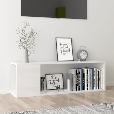 vidaXL Έπιπλο Τηλεόρασης Γυαλιστερό Λευκό 100x24x32cm Επεξ. Ξύλο