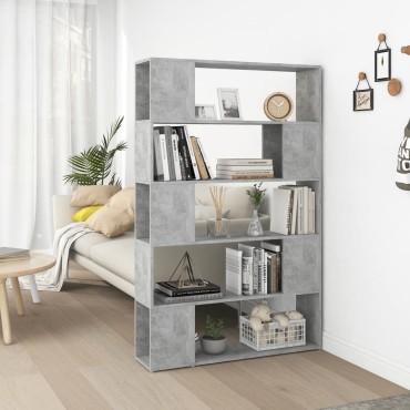 vidaXL Βιβλιοθήκη/Διαχωρ. Χώρου Γκρι Σκυροδ. 100x24x155cm Επεξ. Ξύλο 1 τεμ.