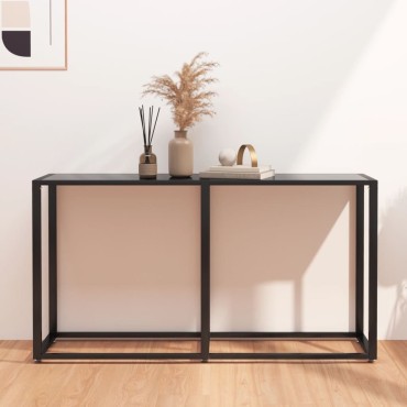 vidaXL Τραπέζι Κονσόλα Μαύρο 140x35x75,5cm από Ψημένο Γυαλί 1 τεμ.