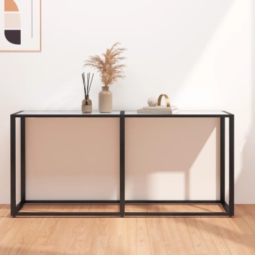 vidaXL Τραπέζι Κονσόλα Λευκό Όψη Μαρμάρου 160x35x75,5cm Ψημένο Γυαλί 1 τεμ.