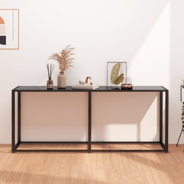 vidaXL Τραπέζι Κονσόλα Μαύρο 180x35x75,5cm από Ψημένο Γυαλί 1 τεμ.