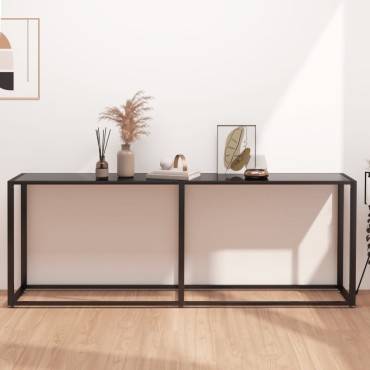 vidaXL Τραπέζι Κονσόλα Μαύρο 200x35x75,5cm από Ψημένο Γυαλί 1 τεμ.