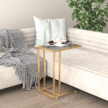 vidaXL Τραπέζι Υπολογιστή Βοηθητικό Μαύρο 50x35x65cm Ψημένο Γυαλί 1 τεμ.