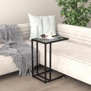 vidaXL Τραπέζι Υπολογιστή Βοηθητικό Μαύρο 50x35x65cm Ψημένο Γυαλί 1 τεμ.