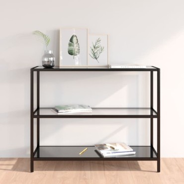 vidaXL Ράφι Διαφανές και Μαύρο 100x36x90cm από Ψημένο Γυαλί 1 τεμ.