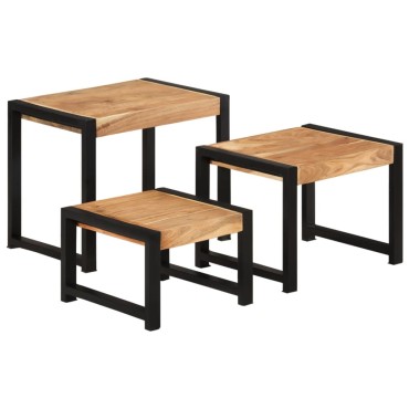 vidaXL Τραπεζάκια Ζιγκόν 3 τεμ. από Μασίφ Ξύλο 60x41x48cm