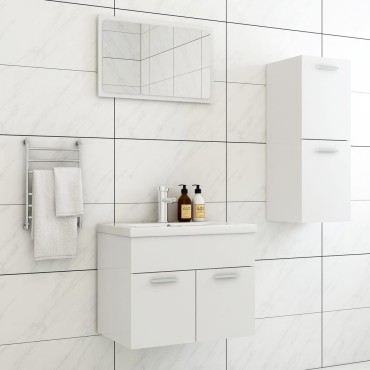 vidaXL Σετ Επίπλων Μπάνιου Λευκό από Επεξ. Ξύλο 60x38,5x46cm
