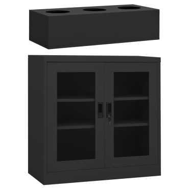 vidaXL Ντουλάπα Γραφείου με Γλάστρα Ανθρακί 90x40x113cm Ατσάλινη 1 τεμ.