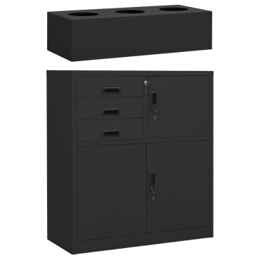 vidaXL Ντουλάπα Γραφείου με Γλάστρα Ανθρακί 90x40x125cm Ατσάλινη 1 τεμ.