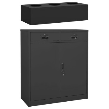 vidaXL Ντουλάπα Γραφείου με Γλάστρα Ανθρακί 90x40x125cm Ατσάλινη 1 τεμ.