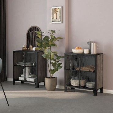 vidaXL Ντουλάπια Αποθήκευσης 2 τεμ. Γκρι 72x36x82cm Μέταλλο/MDF