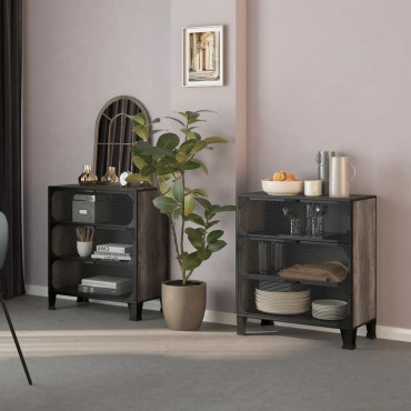 vidaXL Ντουλάπια Αποθήκευσης 2 τεμ. Γκρι 72x36x82cm Μέταλλο/MDF