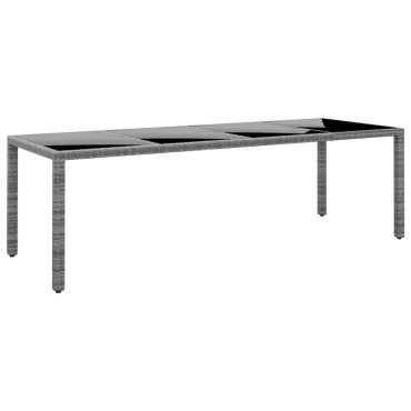 vidaXL Τραπέζι Κήπου Γκρι 250x100x75cm Ψημένο Γυαλί/Συνθετικό Ρατάν 1 τεμ.
