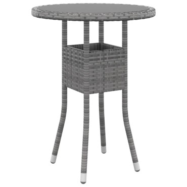 vidaXL Τραπέζι Κήπου Γκρι 60x75cm Ψημένο Γυαλί/Συνθετικό Ρατάν 1 τεμ.