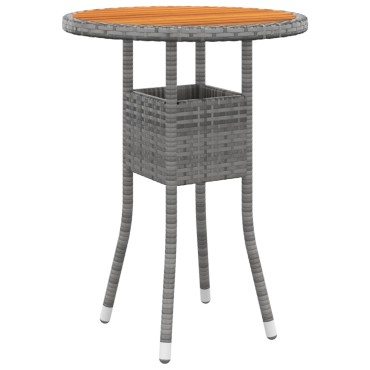 vidaXL Τραπέζι Κήπου Γκρι 60x75cm Συνθετικό Ρατάν/Ξύλο Ακακίας 1 τεμ.