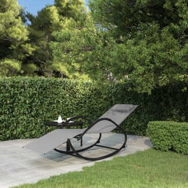 vidaXL Κουνιστή Ξαπλώστρα Γκρι από Ατσάλι / Textilene 158x60x77cm