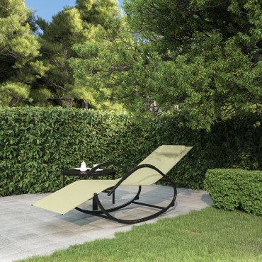 vidaXL Κουνιστή Ξαπλώστρα Κρεμ από Ατσάλι / Textilene 158x60x77cm