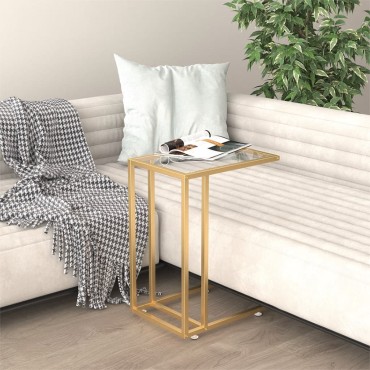vidaXL Τραπέζι Υπολογιστή Βοηθητικό Διαφανές 50x35x65cm Ψημένο Γυαλί 1 τεμ.
