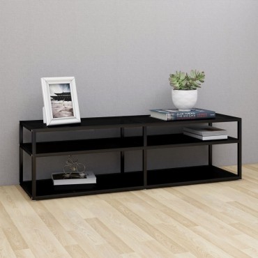 vidaXL Έπιπλο Τηλεόρασης Μαύρο 140x40x40,5cm από Γυαλί Ασφαλείας