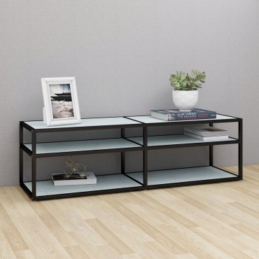 vidaXL Έπιπλο Τηλεόρασης Λευκό Όψη Μαρμάρου 140x40x40,5cm Γυαλί Ασφαλ.