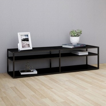 vidaXL Έπιπλο Τηλεόρασης Μαύρο 160x40x40,5cm από Γυαλί Ασφαλ.