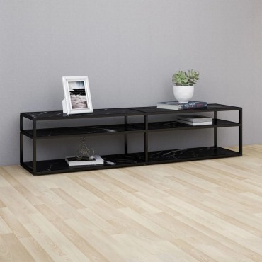 vidaXL Έπιπλο Τηλεόρασης Λευκό Όψη Μαρμάρου 180x40x40,5cm Γυαλί Ασφαλ.