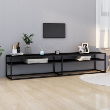 vidaXL Έπιπλο Τηλεόρασης Μαύρο 200x40x40,5cm από Γυαλί Ασφαλ.