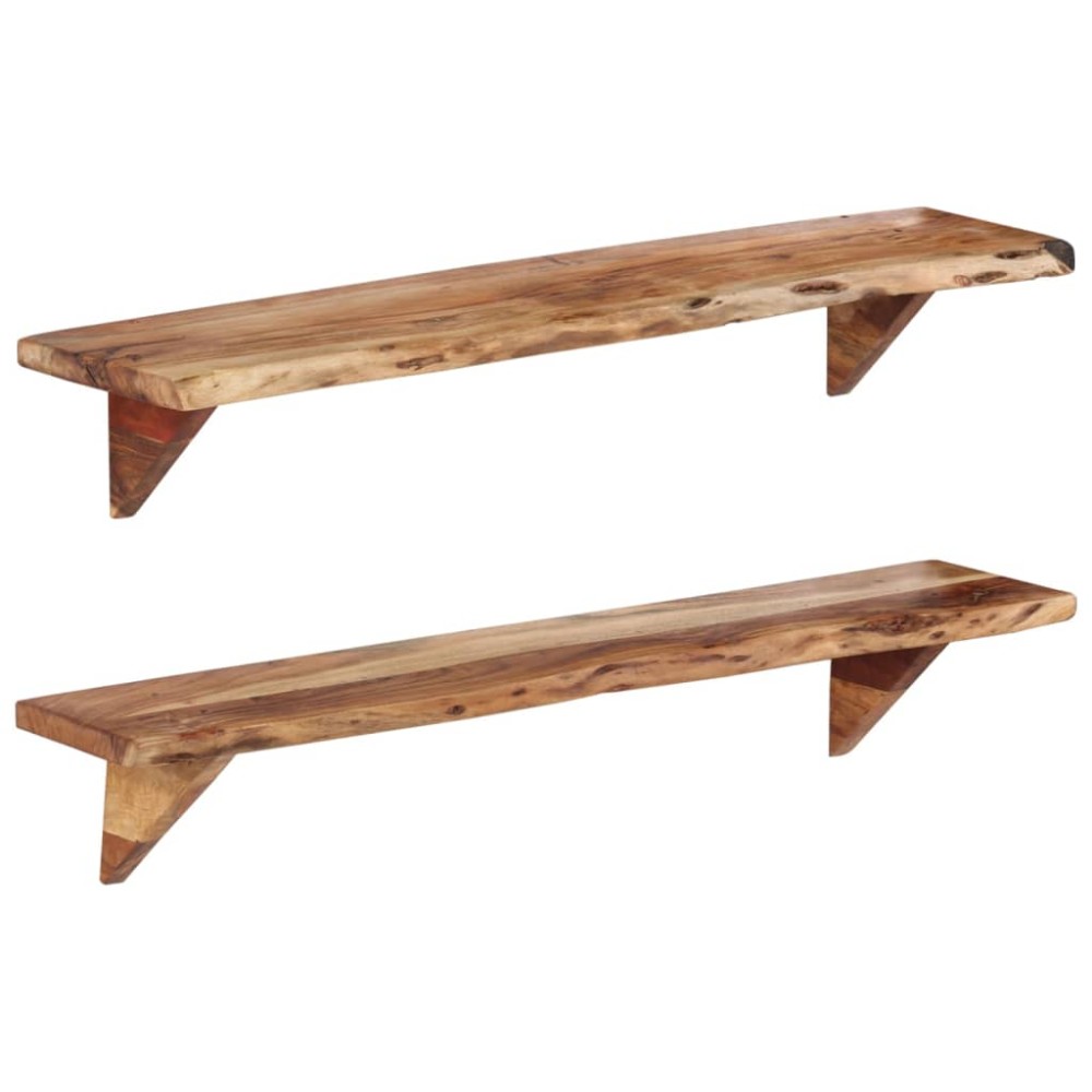 vidaXL Ράφια Τοίχου 2 τεμ. 110x20x18cm από Μασίφ Ξύλο Ακακίας