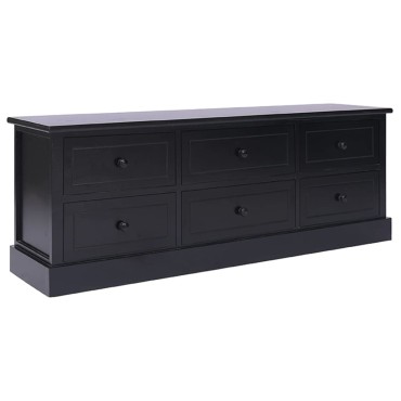 vidaXL Έπιπλο Τηλεόρασης Μαύρο 108x30x40cm από Μασίφ Ξύλο Παυλώνιας