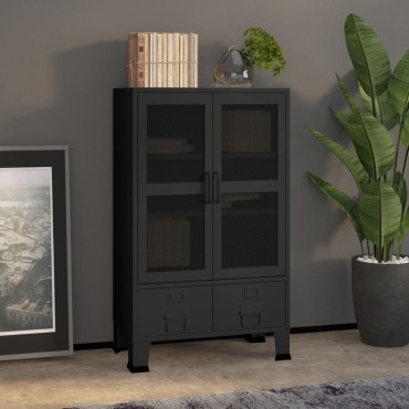 vidaXL Αρχειοθήκη Βιομηχανικού Στιλ Μαύρη 70x40x115cm Ατσάλινη 1 τεμ.